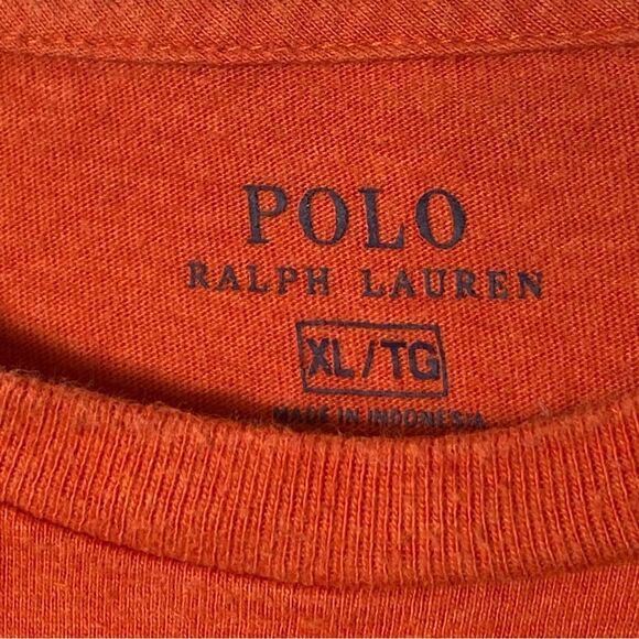 Polo Ralph Lauren Orange Long Sleeve Crewneck Tee Shirt Men's Size XL - Picture 11 of 12